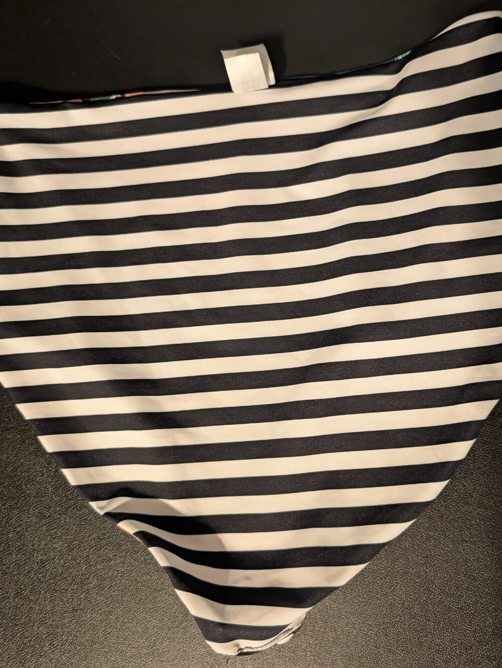 Floral Navy Peplum Tankini Top with Stripe Accent - Picture 3 of 10